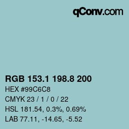 Color code: RGB 153.1 198.8 200 | qconv.com