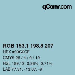 Color code: RGB 153.1 198.8 207 | qconv.com