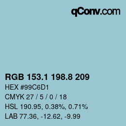カラーコード: RGB 153.1 198.8 209 | qconv.com