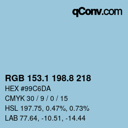 Color code: RGB 153.1 198.8 218 | qconv.com