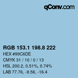 Color code: RGB 153.1 198.8 222 | qconv.com
