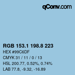 Color code: RGB 153.1 198.8 223 | qconv.com