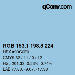 カラーコード: RGB 153.1 198.8 224 | qconv.com