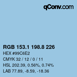 カラーコード: RGB 153.1 198.8 226 | qconv.com