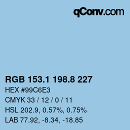 Color code: RGB 153.1 198.8 227 | qconv.com