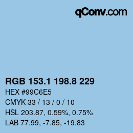 カラーコード: RGB 153.1 198.8 229 | qconv.com