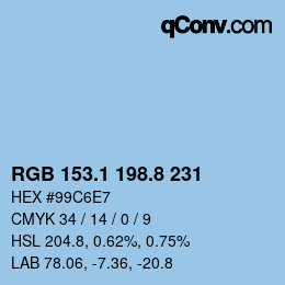 Color code: RGB 153.1 198.8 231 | qconv.com