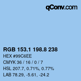 カラーコード: RGB 153.1 198.8 238 | qconv.com