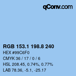 Color code: RGB 153.1 198.8 240 | qconv.com