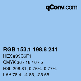 Color code: RGB 153.1 198.8 241 | qconv.com