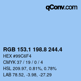 カラーコード: RGB 153.1 198.8 244.4 | qconv.com