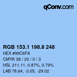 Color code: RGB 153.1 198.8 248 | qconv.com