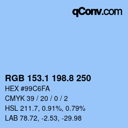 Color code: RGB 153.1 198.8 250 | qconv.com