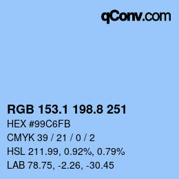 Color code: RGB 153.1 198.8 251 | qconv.com