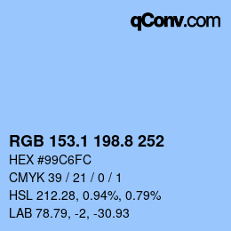 Color code: RGB 153.1 198.8 252 | qconv.com