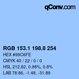 Color code: RGB 153.1 198.8 254 | qconv.com