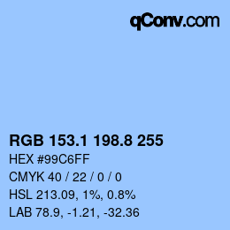 Color code: RGB 153.1 198.8 255 | qconv.com
