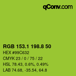 カラーコード: RGB 153.1 198.8 50 | qconv.com