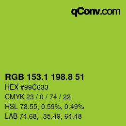 カラーコード: RGB 153.1 198.8 51 | qconv.com