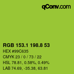 カラーコード: RGB 153.1 198.8 53 | qconv.com