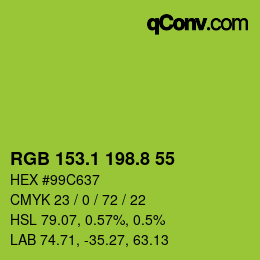 カラーコード: RGB 153.1 198.8 55 | qconv.com