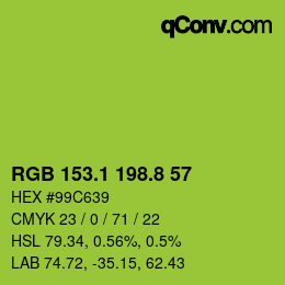 カラーコード: RGB 153.1 198.8 57 | qconv.com