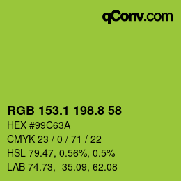 カラーコード: RGB 153.1 198.8 58 | qconv.com