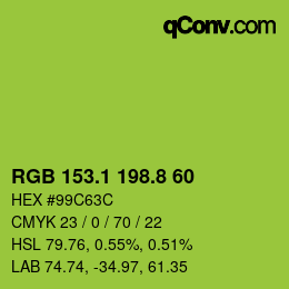 カラーコード: RGB 153.1 198.8 60 | qconv.com
