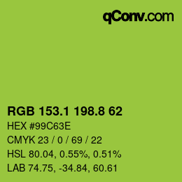 カラーコード: RGB 153.1 198.8 62 | qconv.com