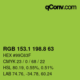 カラーコード: RGB 153.1 198.8 63 | qconv.com