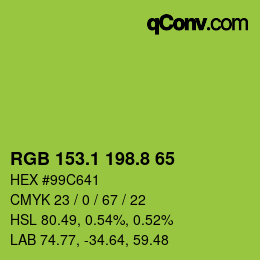 カラーコード: RGB 153.1 198.8 65 | qconv.com