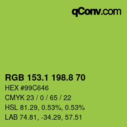 カラーコード: RGB 153.1 198.8 70 | qconv.com