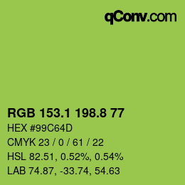 カラーコード: RGB 153.1 198.8 77 | qconv.com