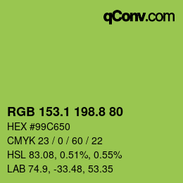 カラーコード: RGB 153.1 198.8 80 | qconv.com