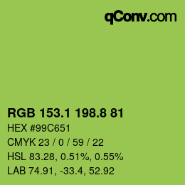 カラーコード: RGB 153.1 198.8 81 | qconv.com