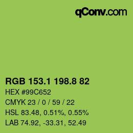 カラーコード: RGB 153.1 198.8 82 | qconv.com