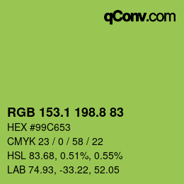 カラーコード: RGB 153.1 198.8 83 | qconv.com