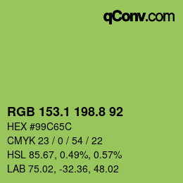 カラーコード: RGB 153.1 198.8 92 | qconv.com