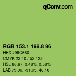 カラーコード: RGB 153.1 198.8 96 | qconv.com
