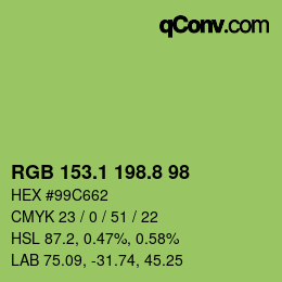 カラーコード: RGB 153.1 198.8 98 | qconv.com