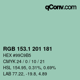 カラーコード: RGB 153.1 201 181 | qconv.com