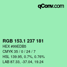 カラーコード: RGB 153.1 237 181 | qconv.com