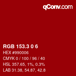 カラーコード: RGB 153.3 0 6 | qconv.com