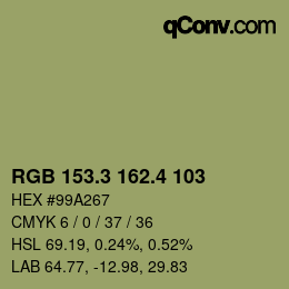 カラーコード: RGB 153.3 162.4 103 | qconv.com