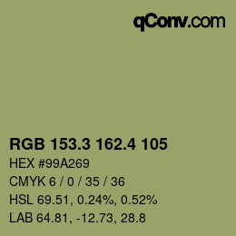 カラーコード: RGB 153.3 162.4 105 | qconv.com