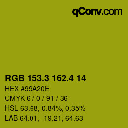 カラーコード: RGB 153.3 162.4 14 | qconv.com