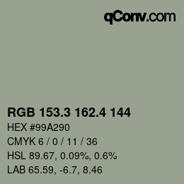カラーコード: RGB 153.3 162.4 144 | qconv.com