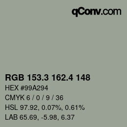 カラーコード: RGB 153.3 162.4 148 | qconv.com