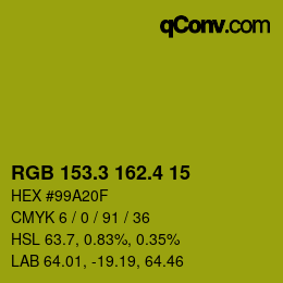 カラーコード: RGB 153.3 162.4 15 | qconv.com
