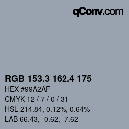 カラーコード: RGB 153.3 162.4 175 | qconv.com
